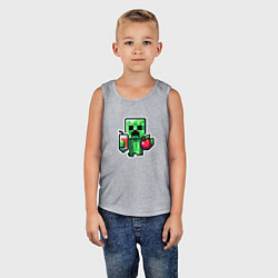 Майка детская хлопок Minecraft крипер с маком, цвет: меланж — фото 2
