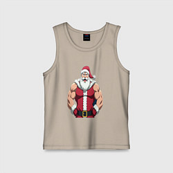 Майка детская хлопок Дед мороз и кроссфит, цвет: миндальный