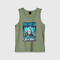 Майка детская хлопок Punks not dead - Rick and Morty play rock, цвет: авокадо