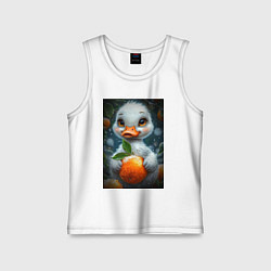 Майка детская хлопок Уточка с мандаринами, цвет: белый