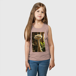 Майка детская хлопок Кот с длинной шеей, цвет: пыльно-розовый — фото 2