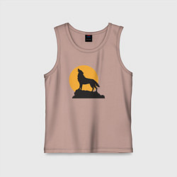 Майка детская хлопок Волк на закате, цвет: пыльно-розовый