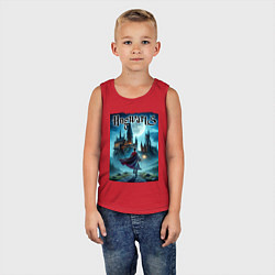 Майка детская хлопок Harry Potter with a magic wand - Hogwarts, цвет: красный — фото 2