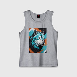 Майка детская хлопок Серо-голубой волк, цвет: меланж