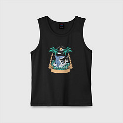 Майка детская хлопок Акула и лето, цвет: черный