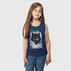 Майка детская хлопок Волк с оскаленной пастью, цвет: тёмно-синий — фото 2