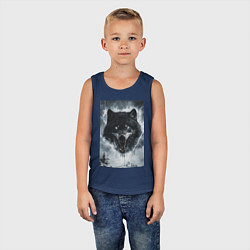 Майка детская хлопок Волк с оскаленной пастью, цвет: тёмно-синий — фото 2