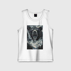 Майка детская хлопок Медведь с оскаленной пастью, цвет: белый