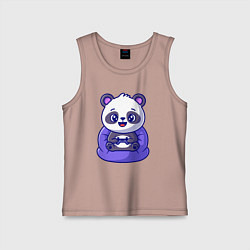 Майка детская хлопок Панда игроман, цвет: пыльно-розовый