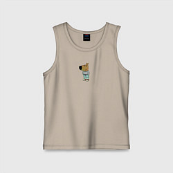 Майка детская хлопок Просто чилловый парень мем, цвет: миндальный