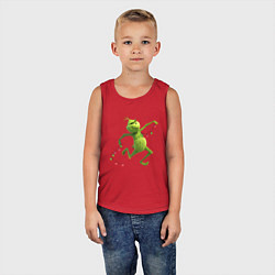 Майка детская хлопок Новогоднее настроение гринч с гирляндой, цвет: красный — фото 2
