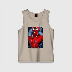 Майка детская хлопок Человек паук три паука, цвет: миндальный