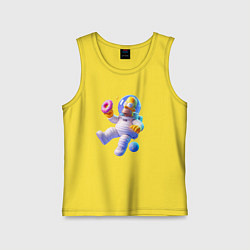 Майка детская хлопок Гомер Симпсон в открытом космосе, цвет: желтый