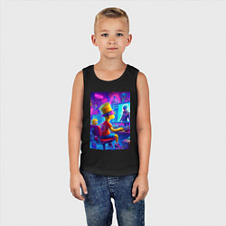 Майка детская хлопок Барт и Мэгги выбирают персонажа, цвет: черный — фото 2