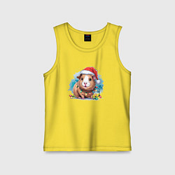 Майка детская хлопок Новогодняя морская свинка, цвет: желтый