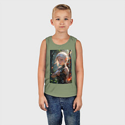 Майка детская хлопок Девушка-эльф с магическим луком, цвет: авокадо — фото 2