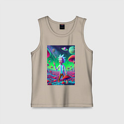 Майка детская хлопок Рик потерял Морти на грибной планете, цвет: миндальный