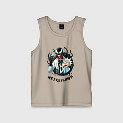 Майка детская хлопок Venom slime and Rick - collaboration, цвет: миндальный