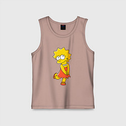 Майка детская хлопок Lisa Simpson, цвет: пыльно-розовый