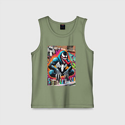 Майка детская хлопок Веном сидит на кортах - граффити, цвет: авокадо