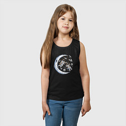 Майка детская хлопок Космонавты на качелях, цвет: черный — фото 2
