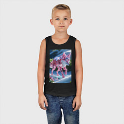 Майка детская хлопок Кристальный волк на снегу, цвет: черный — фото 2