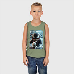 Майка детская хлопок Мультяшный Веном присмотрел себе кролика - мем, цвет: авокадо — фото 2