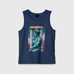 Майка детская хлопок Античный персонаж на фоне колонн, цвет: тёмно-синий