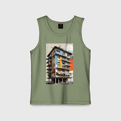 Майка детская хлопок Старая панелька, цвет: авокадо