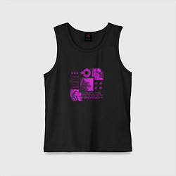 Майка детская хлопок Кошки-девушки и котёнок, цвет: черный