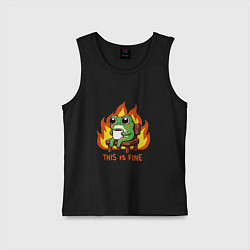 Майка детская хлопок Frog - this is fine, цвет: черный