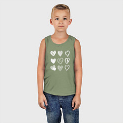 Майка детская хлопок Hearts love hand draw, цвет: авокадо — фото 2