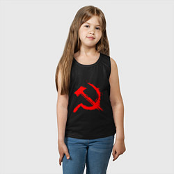Майка детская хлопок Sickle and hammer red paint, цвет: черный — фото 2