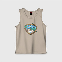 Майка детская хлопок Люблю серфинг, цвет: миндальный