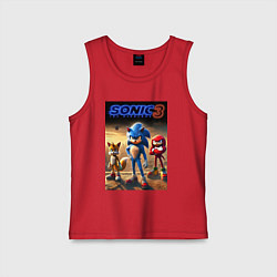 Майка детская хлопок Sonic and his team - movie, цвет: красный