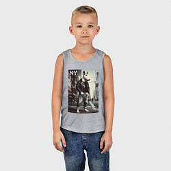 Майка детская хлопок Dude bull terrier is a New Yorker, цвет: меланж — фото 2