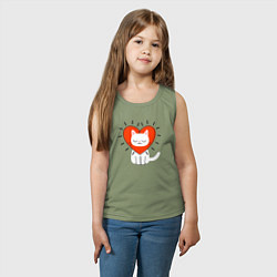 Майка детская хлопок Кошкино сердечко, цвет: авокадо — фото 2