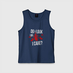 Майка детская хлопок Do i look like i care - дэдпул, цвет: тёмно-синий