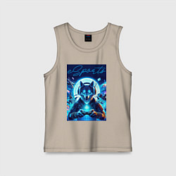 Майка детская хлопок Волчара - крутой геймер, цвет: миндальный