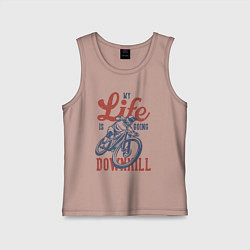 Майка детская хлопок My life is going downhill, цвет: пыльно-розовый