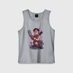 Майка детская хлопок Зловещие мертвецы - Эш, цвет: меланж