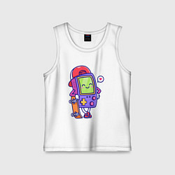 Майка детская хлопок Тетрис скейтер, цвет: белый