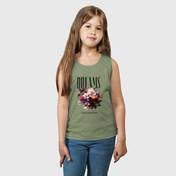 Майка детская хлопок Dreams flowers - надпись: мечтать, цвет: авокадо — фото 2