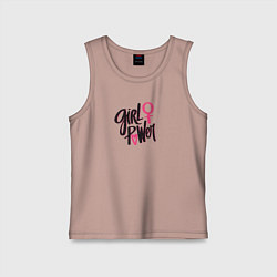 Майка детская хлопок Girl power black and pink, цвет: пыльно-розовый