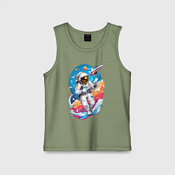 Майка детская хлопок Космонавт в небе, цвет: авокадо