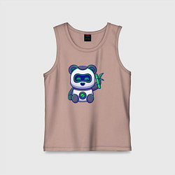 Майка детская хлопок Панда робот, цвет: пыльно-розовый