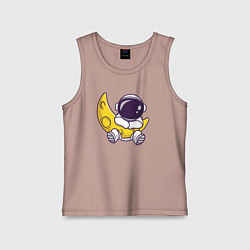 Майка детская хлопок Космонавт и месяц, цвет: пыльно-розовый