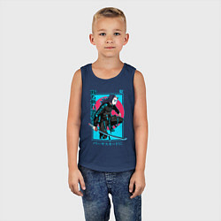 Майка детская хлопок Томиока в маске, цвет: тёмно-синий — фото 2