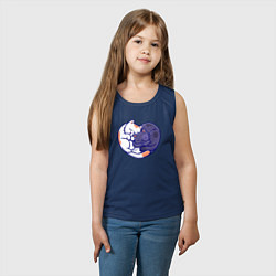 Майка детская хлопок Сердечные котики, цвет: тёмно-синий — фото 2