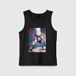 Детская майка Девушка на роликах исполняет трюки